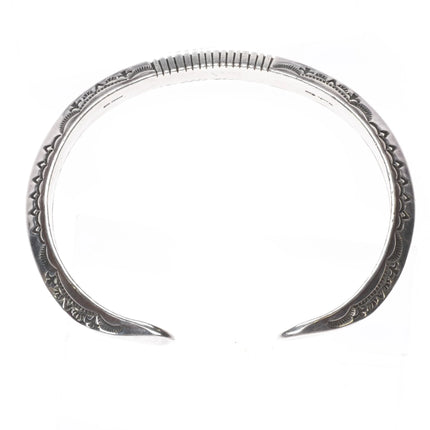 8.25" Harris Joe Navajo nicely stamped carinated sterling silver cuff bracelet - Estate Fresh Austin