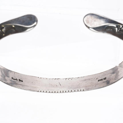 8.25" Harris Joe Navajo nicely stamped carinated sterling silver cuff bracelet - Estate Fresh Austin