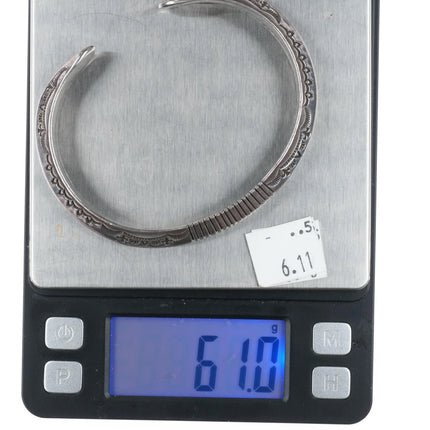 8.25" Harris Joe Navajo nicely stamped carinated sterling silver cuff bracelet - Estate Fresh Austin