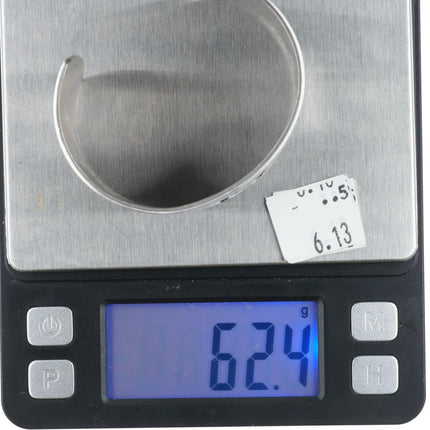 6.25" Andrew Saufkie Hopi Overlay bear pattern cuff bracelet sterling silver - Estate Fresh Austin