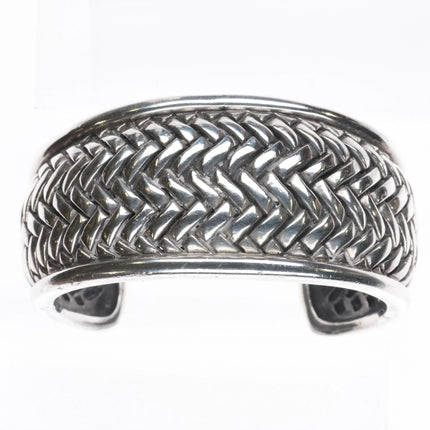 7" Barry Kieselstein Cord Basketweave Retro sterling silver cuff bracelet - Estate Fresh Austin