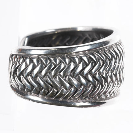 7" Barry Kieselstein Cord Basketweave Retro sterling silver cuff bracelet - Estate Fresh Austin