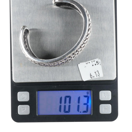 7" Barry Kieselstein Cord Basketweave Retro sterling silver cuff bracelet - Estate Fresh Austin