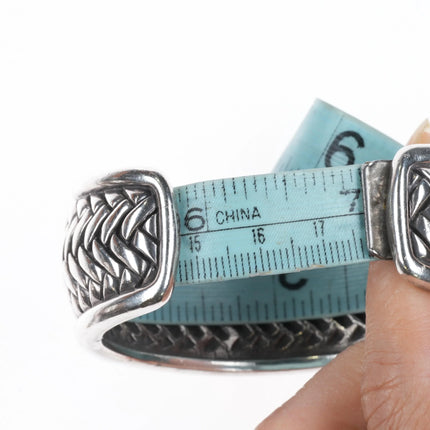 7" Barry Kieselstein Cord Basketweave Retro sterling silver cuff bracelet - Estate Fresh Austin
