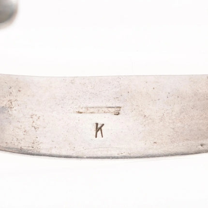 6.25" Retro K Navajo sterling silver Kokopelli intarsia inlay cuff bracelet - Estate Fresh Austin