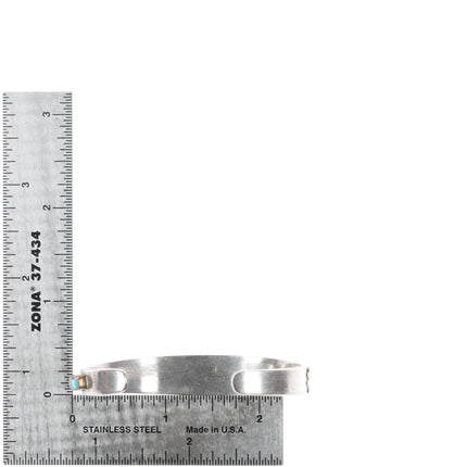 6.25" Retro K Navajo sterling silver Kokopelli intarsia inlay cuff bracelet - Estate Fresh Austin