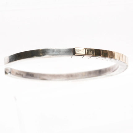 6" M.C. Tsasie Navajo sterling silver gold filled slim stacker cuff bracelet - Estate Fresh Austin