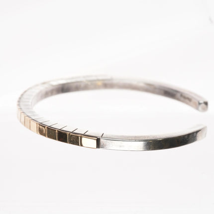 6" M.C. Tsasie Navajo sterling silver gold filled slim stacker cuff bracelet - Estate Fresh Austin