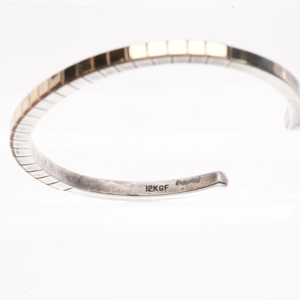 6" M.C. Tsasie Navajo sterling silver gold filled slim stacker cuff bracelet - Estate Fresh Austin