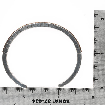 6" M.C. Tsasie Navajo sterling silver gold filled slim stacker cuff bracelet - Estate Fresh Austin