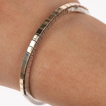 6" M.C. Tsasie Navajo sterling silver gold filled slim stacker cuff bracelet - Estate Fresh Austin