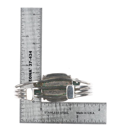 6.5" 1930's Ingot Silver Navajo Petrified Wood cuff bracelet sterling - Estate Fresh Austin