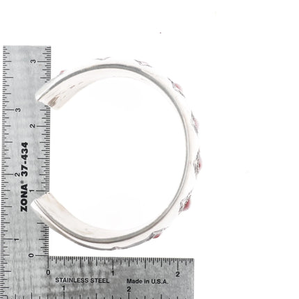 7.1"AJ Singer Navajo sterling silver Mediterranean coral shadowbox cuff bracelet - Estate Fresh Austin