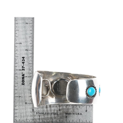 6.1" Wrist Southwestern modernist sterling silver watch cuff bracelet turquoise - Estate Fresh Austin