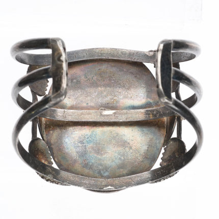 6.25" 60's-70's Zuni sterling silver Bird inlay Turquoise Heishi cuff bracelet - Estate Fresh Austin