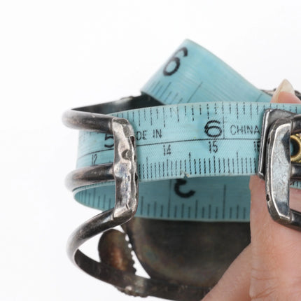6.25" 60's-70's Zuni sterling silver Bird inlay Turquoise Heishi cuff bracelet - Estate Fresh Austin