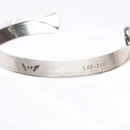 6.6" Leonard Paquin Laguna Zuni Carinated sterling silver stamped cuff bracelet - Estate Fresh Austin