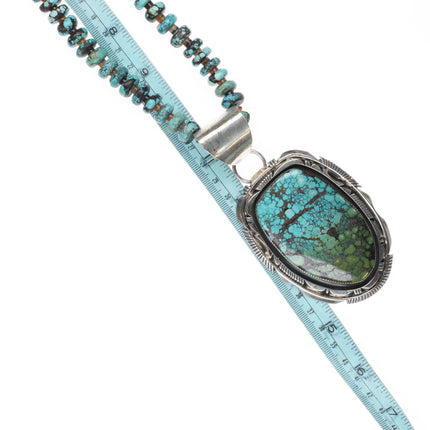 Huge Robert & Noreen Kelly Navajo sterling silver Turquoise Pendant/Necklace - Estate Fresh Austin