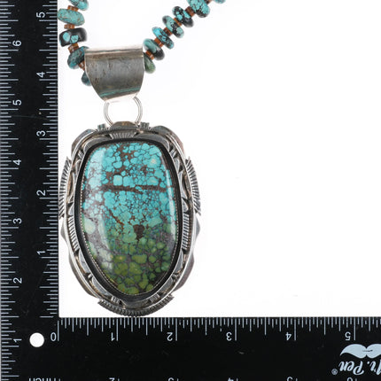 Huge Robert & Noreen Kelly Navajo sterling silver Turquoise Pendant/Necklace - Estate Fresh Austin