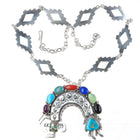 Huge Esther Wood Navajo sterling silver multi-stone Yei pendant/2 necklaces
