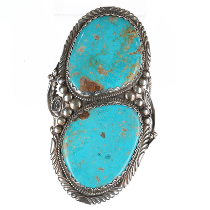 6.75" Vintage Huge Stover Paul Navajo sterling silver turquoise cuff bracelet