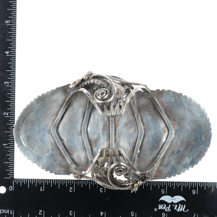 6.75" Vintage Huge Stover Paul Navajo sterling silver turquoise cuff bracelet