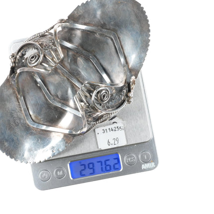 6.75" Vintage Huge Stover Paul Navajo sterling silver turquoise cuff bracelet