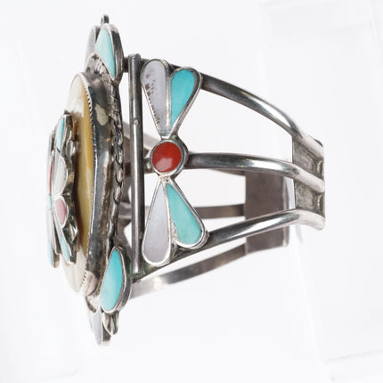 6.5" Ted Edaakie Zuni sterling silver butterfly channel inlay cuff bracelet