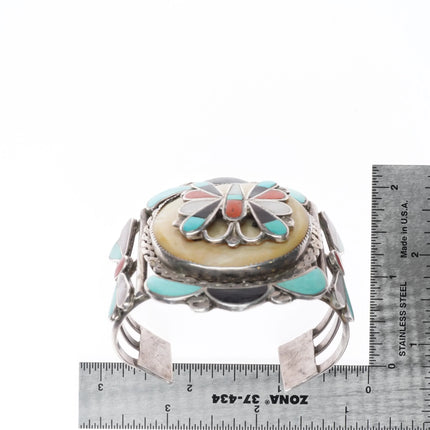 6.5" Ted Edaakie Zuni sterling silver butterfly channel inlay cuff bracelet