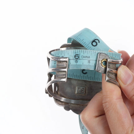 6.5" Ted Edaakie Zuni sterling silver butterfly channel inlay cuff bracelet