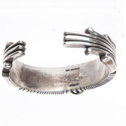 6" Ron Bedonie Navajo heavy stamped sterling silver turquoise cuff bracelet