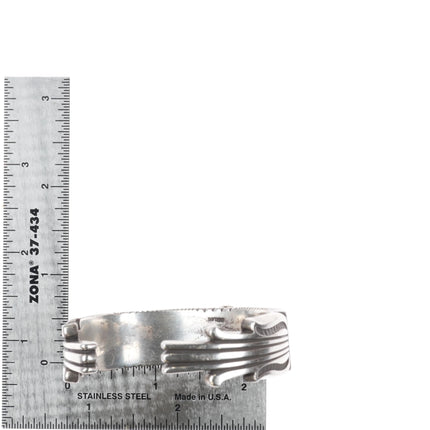 6" Ron Bedonie Navajo heavy stamped sterling silver turquoise cuff bracelet