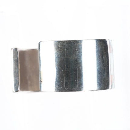 6.5" c1970's Zuni sterling silver multi-stone turquoise inlay cuff bracelet