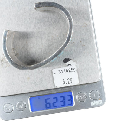 6.5" c1970's Zuni sterling silver multi-stone turquoise inlay cuff bracelet