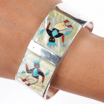 7.2" Vintage Ohmsatte Zuni sterling silver Apache Ghan dancer cuff bracelet