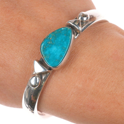 6" Orville Tsinnie Navajo turquoise cuff bracelet sterling silver modernist