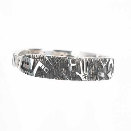 6.1" Kee Yazzie Navajo Petroglyph cuff bracelet sterling silver