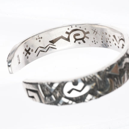 6.1" Kee Yazzie Navajo Petroglyph cuff bracelet sterling silver