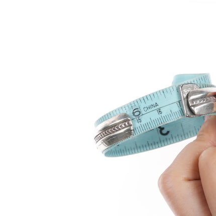 6.75" Alice Leekya Homer Zuni sterling silver turquoise inlay cuff bracelet