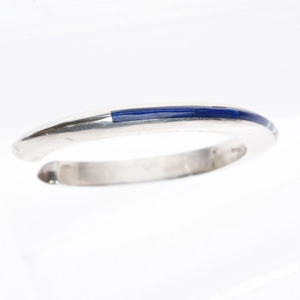 6.1" Jimmie King Jr Navajo sterling silver coral, lapis inlay cuff bracelet