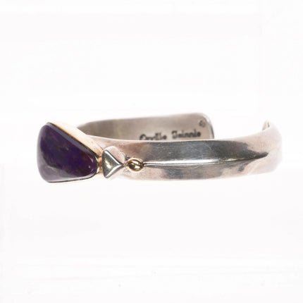 6" Orville Tsinnie Navajo 14k gold/Sterling sugilite modernist cuff bracelet