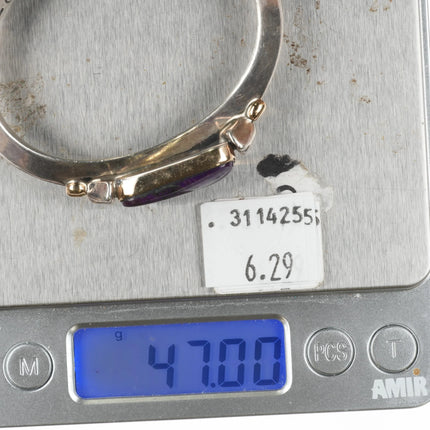 6" Orville Tsinnie Navajo 14k gold/Sterling sugilite modernist cuff bracelet