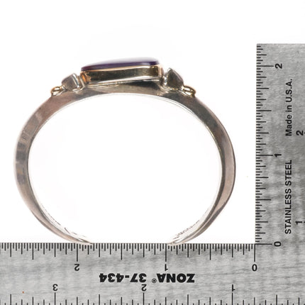 6" Orville Tsinnie Navajo 14k gold/Sterling sugilite modernist cuff bracelet