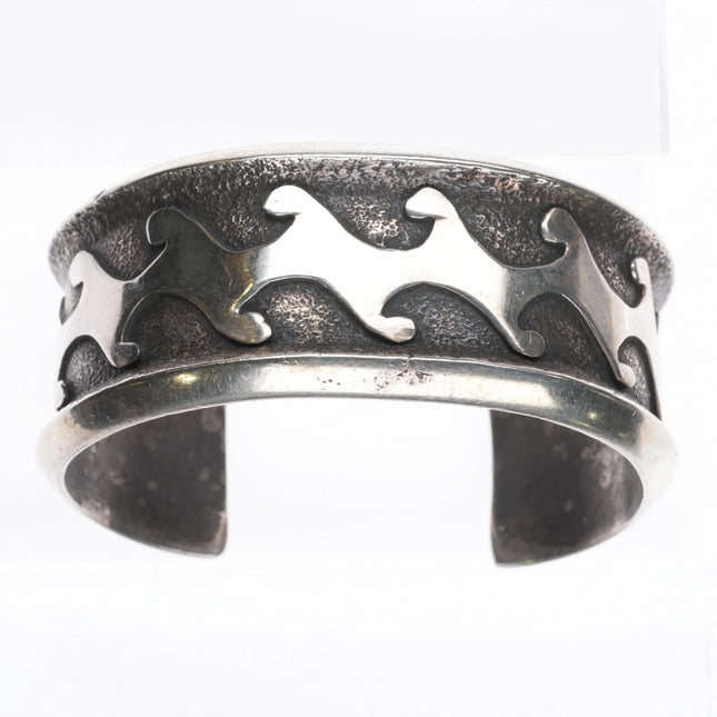 6" John Hornbeck Tufa Cast sterling silver cuff bracelet waves/water design