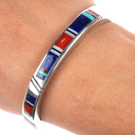 6" Jimmie King Jr Navajo sterling silver, coral, lapis, turquoise cuff bracelet