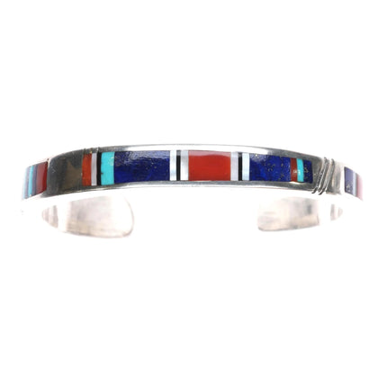 6" Jimmie King Jr Navajo sterling silver, coral, lapis, turquoise cuff bracelet