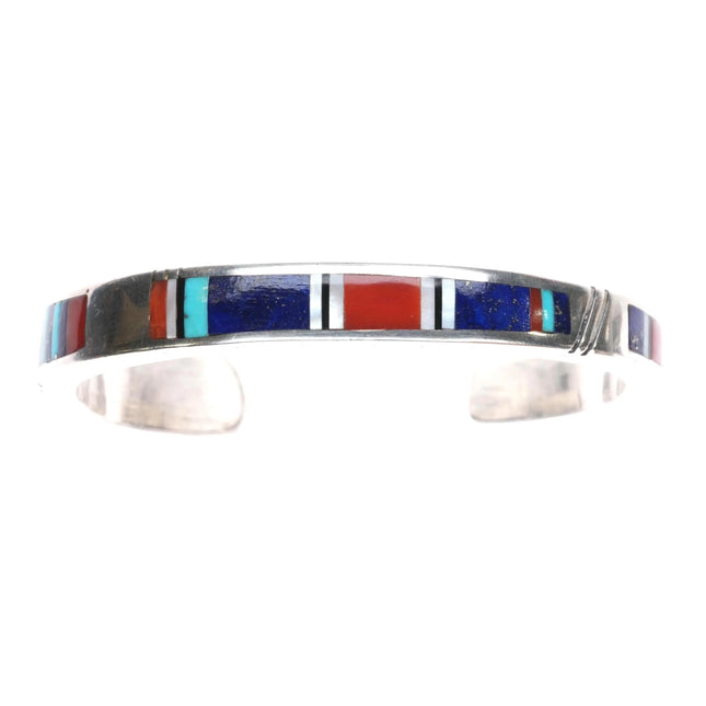 6" Jimmie King Jr Navajo sterling silver, coral, lapis, turquoise cuff bracelet