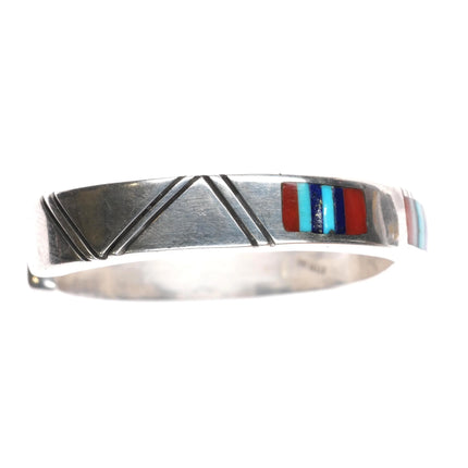 6" Jimmie King Jr Navajo sterling silver, coral, lapis, turquoise cuff bracelet