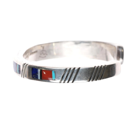 6" Jimmie King Jr Navajo sterling silver, coral, lapis, turquoise cuff bracelet