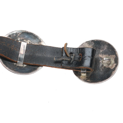 34" Vintage Navajo Overlay petroglyphs concho belt sterling silver cave dwellers